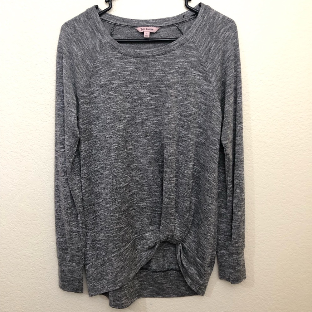 JUICY COUTURE Medium Marled Gray Long Sleeve Lightweight Sweater Top Knot